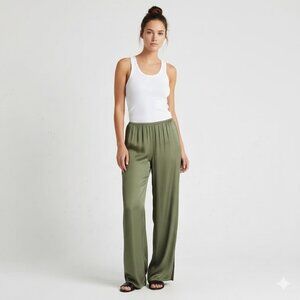 STARK X Army Green Silky Side Slit Pants Size Medium
